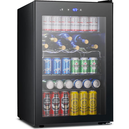 Electactic 37 Bottle Wine Fridge & 145 Can Beverage Refrigerator, Smart Temperature Control, Child Lock, 4.5 Cu.Ft