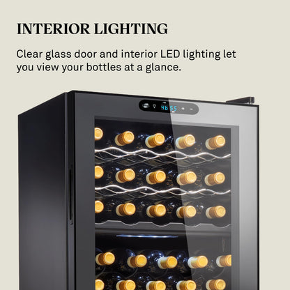 Wine Enthusiast 32-Bottle Dual Zone Compressor Wine Cooler, Digital Touchscreen, Matte Black Finish