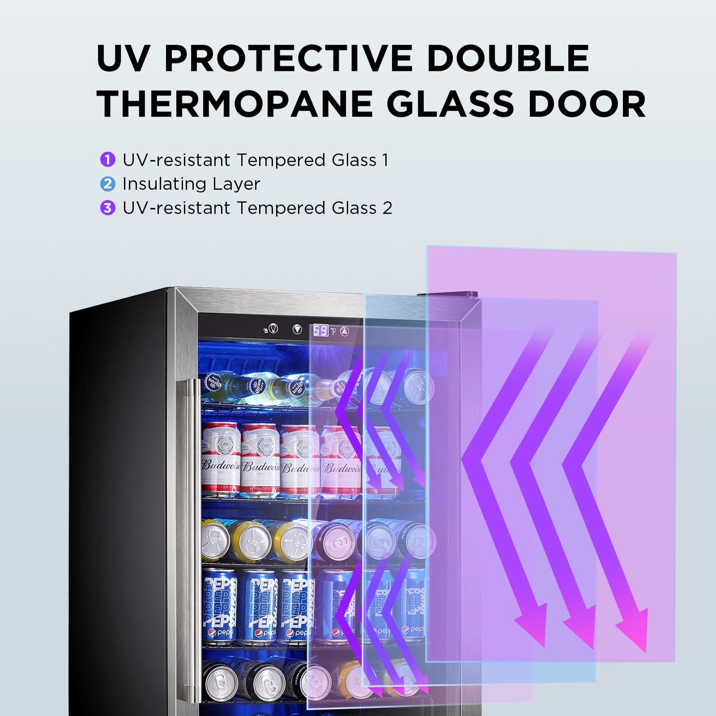 Electactic 37 Bottle Wine Cooler & 145 Can Beverage Refrigerator, Quiet Compressor, 4.5 Cu.Ft Silver