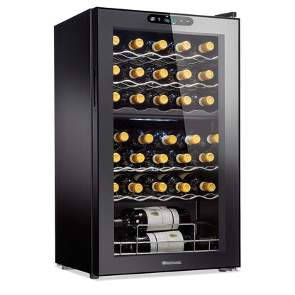 Wine Enthusiast 32-Bottle Dual Zone Compressor Wine Cooler, Digital Touchscreen, Matte Black Finish