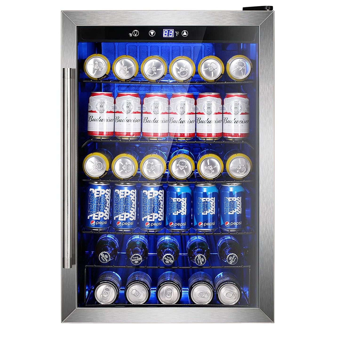 Electactic 37 Bottle Wine Cooler & 145 Can Beverage Refrigerator, Quiet Compressor, 4.5 Cu.Ft Silver